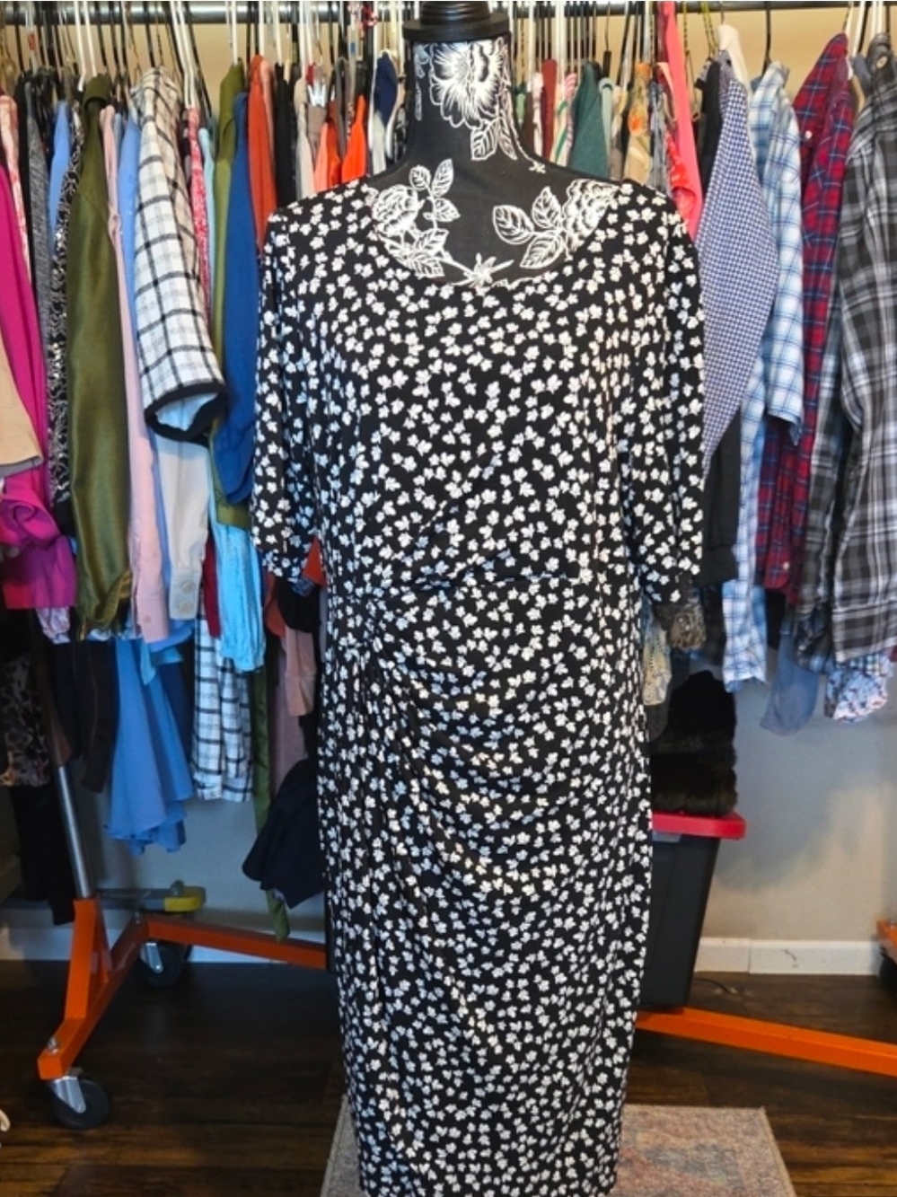dressbarn Black and White Floral Maxi Dress